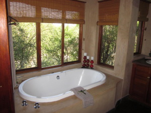 En suite bathroom with perfectly private views. 