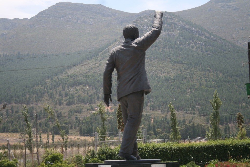 Statue of Nelson Mandela outside of the prison from which he was released.