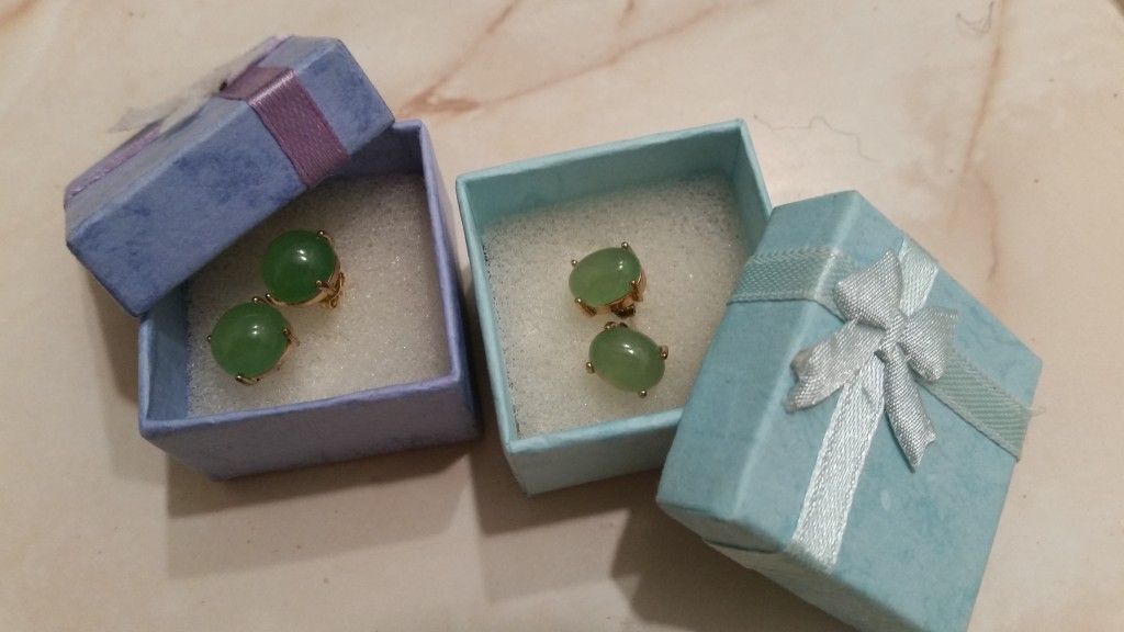 Chinese jade earrings bought at a jade factory 