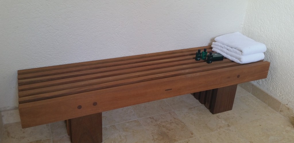 Bench with Towels and Hermes line of products