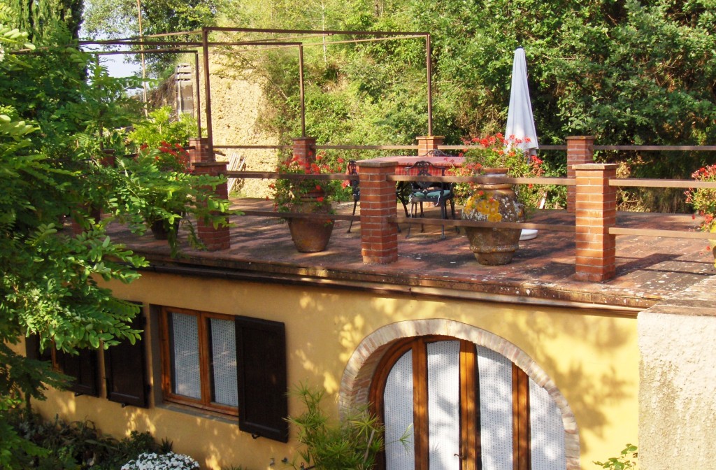 Patio of our rented farmhouse in Italy