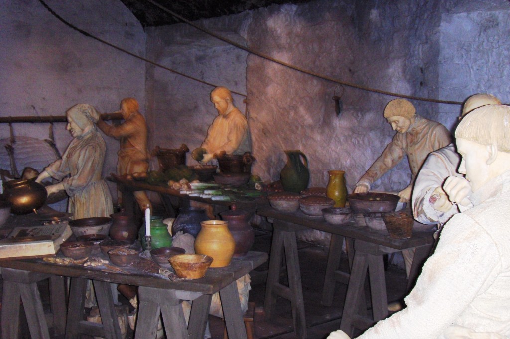 A replica of what a medieval kitchen looked like at Sterling Castle