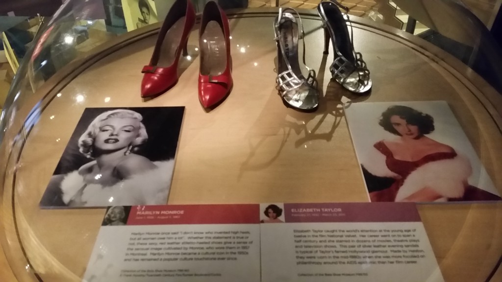 Hot-blooded movie star Marilyn Munroe wore these red stilettos suring a 1967 trip to Montreal and the glamorous Elizabeth Taylor wore these silver evening sandals at an event in the 1980s.