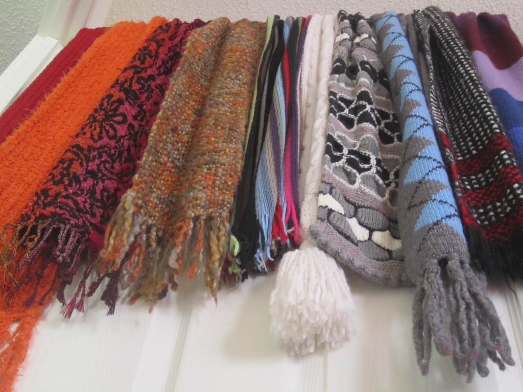 Multi-colored winter scarves