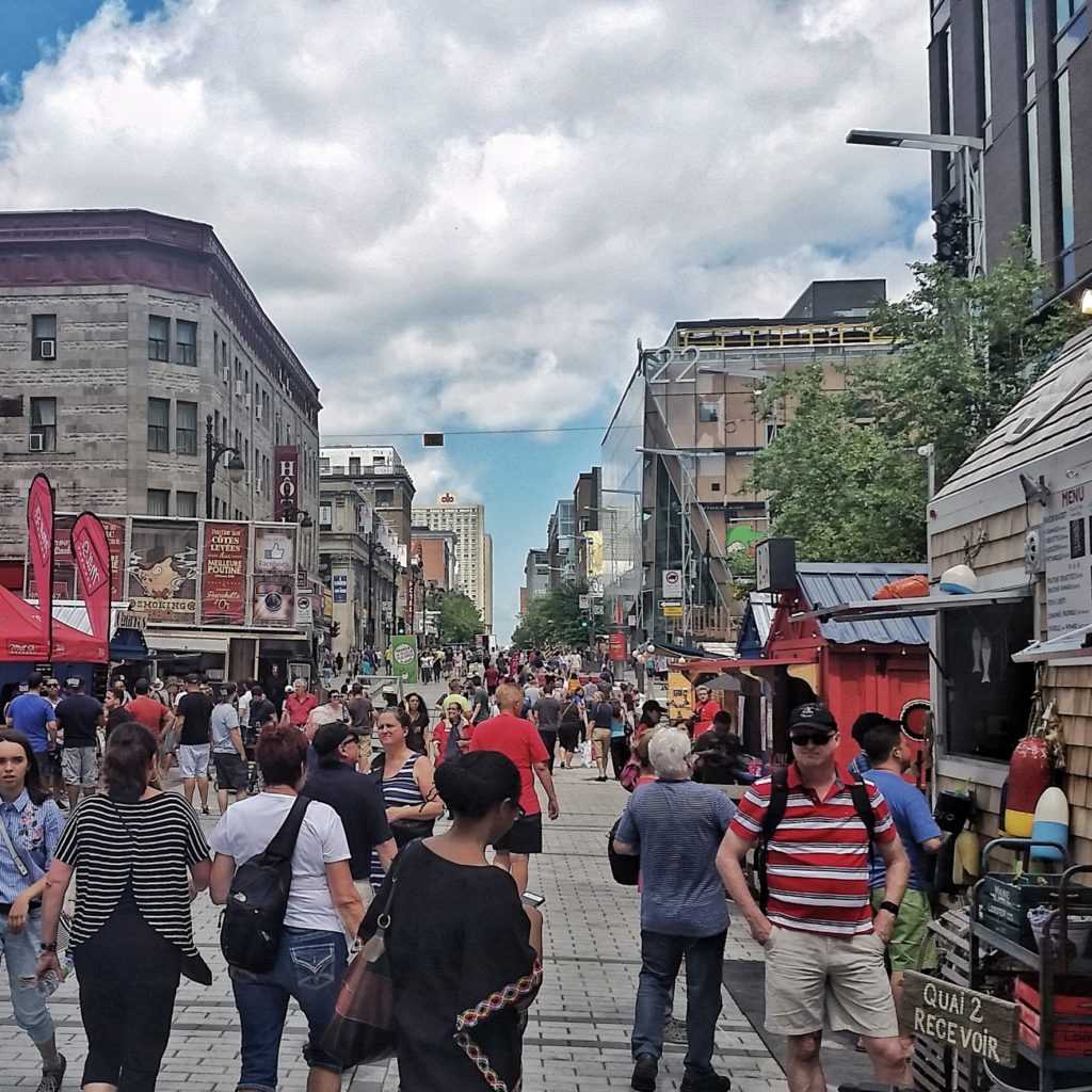 Busy street scene in Montreal, Canada