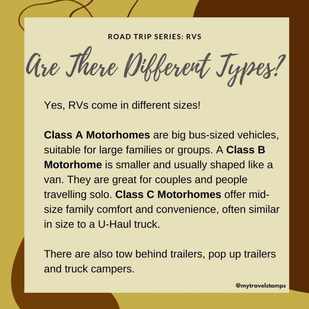 Information on different types of RVs
